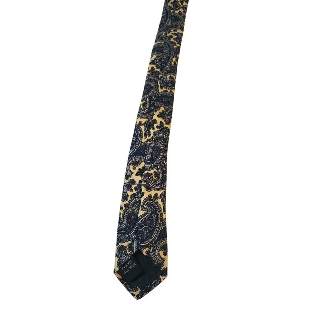 Bert Pulitzer Collectors Edition Neck Tie Mens Luxury Yellow Blue Paisley Office